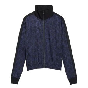 Athleta Black & Blue Python Reptile Print Brooklyn Full Zip Bomber Jacket